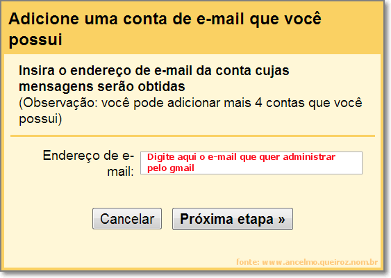 Adicionar e-mail pop3 - Etapa 01
