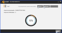 Tela de escaneamento de uma unidade externa com o Avast